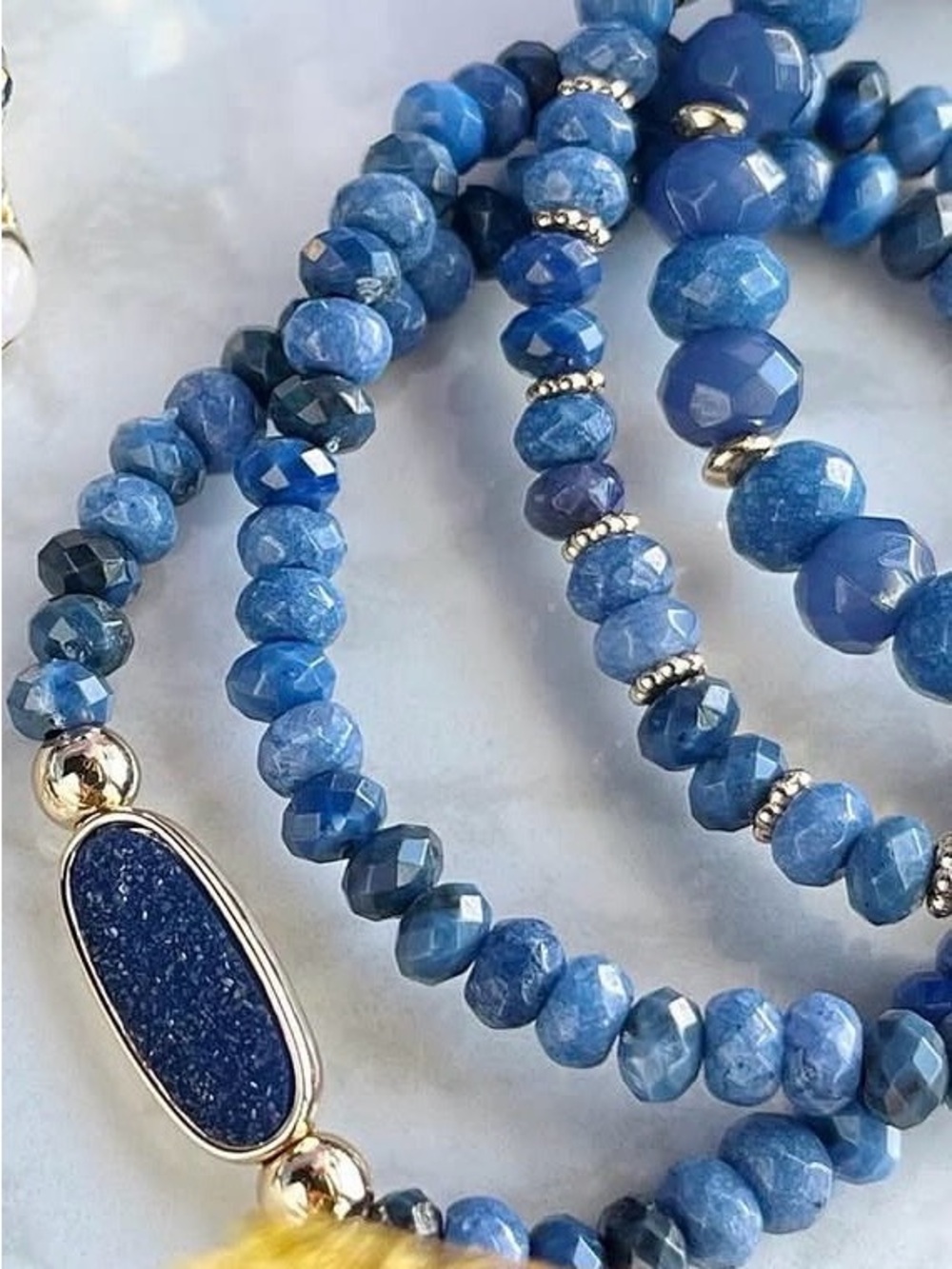 Park Lane Blue Faceted Bead Bracelet with Druzy Accent Set of 4 Park Lane
